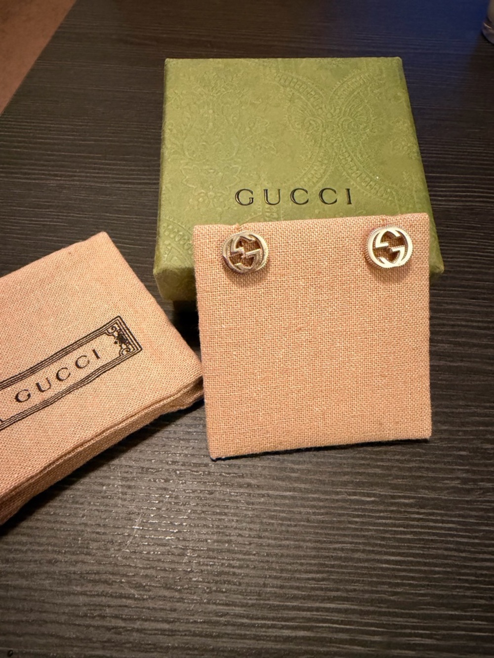 Gucci Interlocking G Silver Stud Earrings